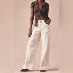 Anthropologie The Delaney Clean-Seamed High-Rise Wide-Leg Jeans by Maeve Cream